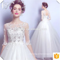 Chic Crystal Beading Lace Up Back Long Trian Customized Wholesale Brides Gowns Vestidos De Noiva Wedding Gown